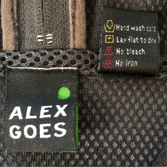 Unusual rare nylon hoodie by Alex Goes connecting zippers, 2 front pockets sz S - Picture 8 of 15